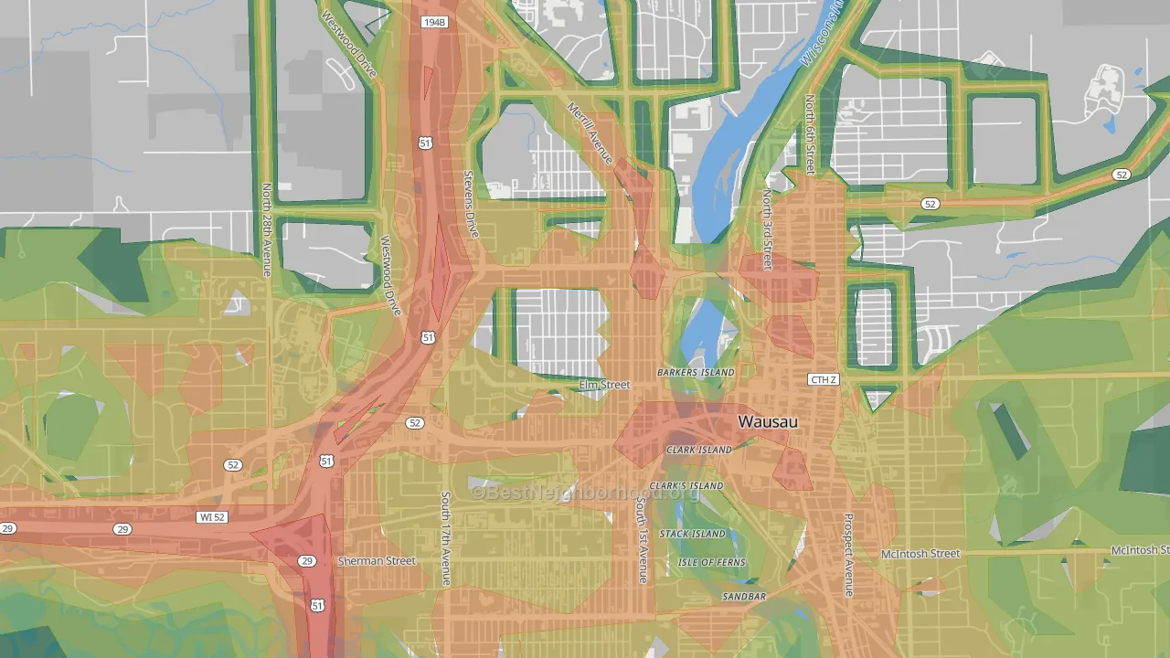 Westies, Wausau, WI Map of Noise Levels in Westies