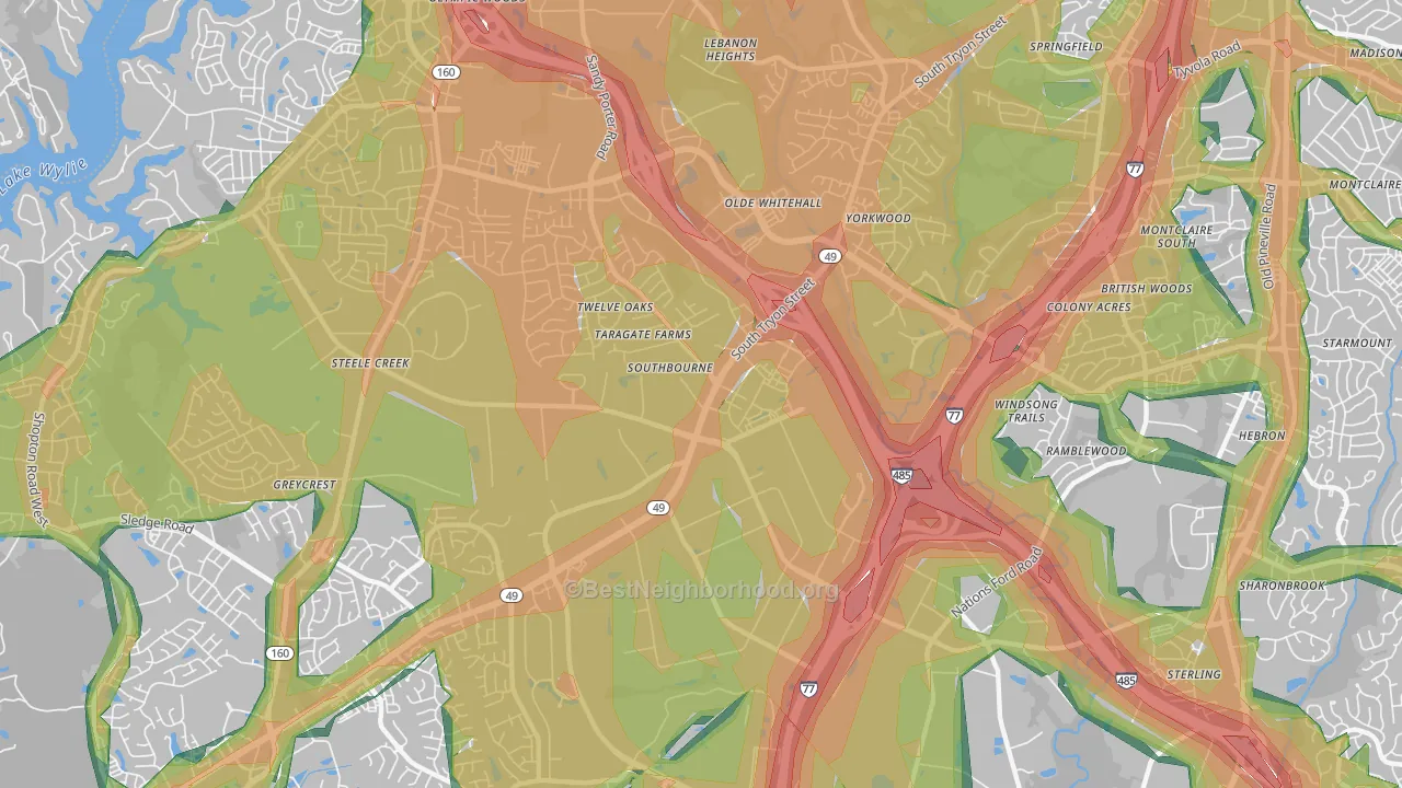 Westinghouse, Charlotte, NC Map of Noise Levels in Westinghouse