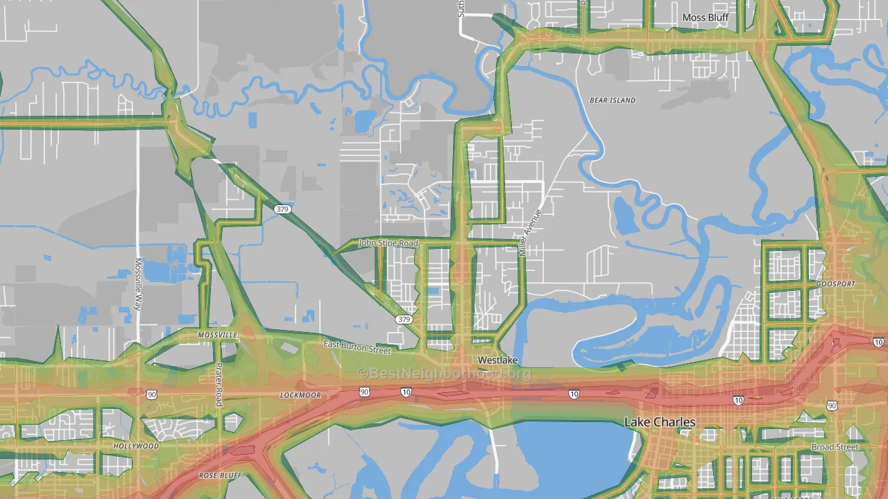 Westlake, LA Map of Noise Levels in Westlake