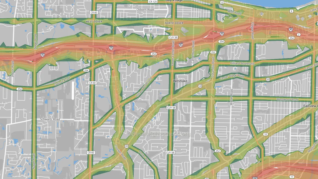 Westlake, OH Map of Noise Levels in Westlake