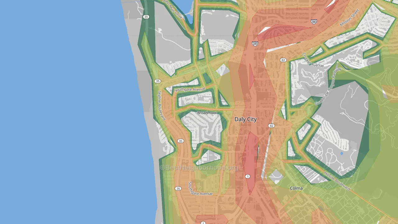 Westlake-San Francisco, Daly City, CA Map of Noise Levels in Westlake-San Francisco