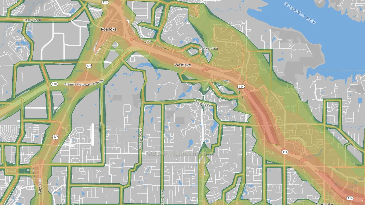 Westlake, TX Map of Noise Levels in Westlake