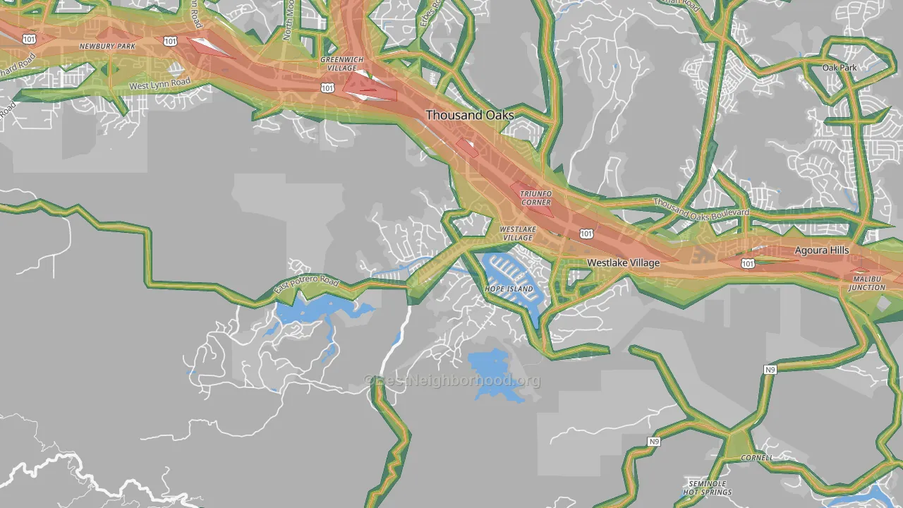 Westlake Village, CA Map of Noise Levels in Westlake Village