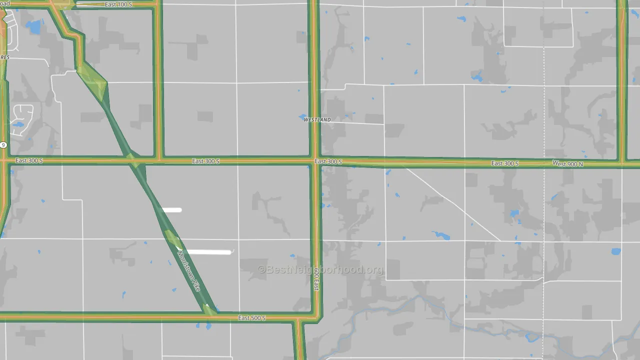 Westland, IN Map of Noise Levels in Westland