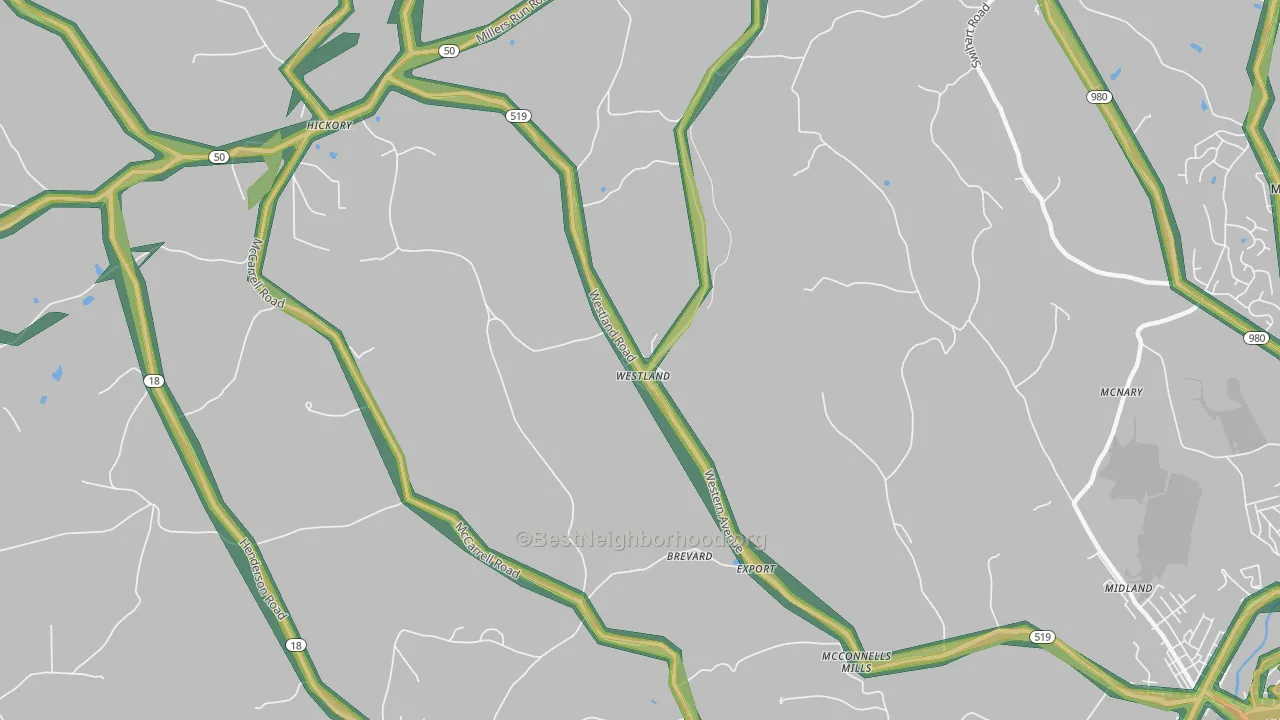 Westland, PA Map of Noise Levels in Westland
