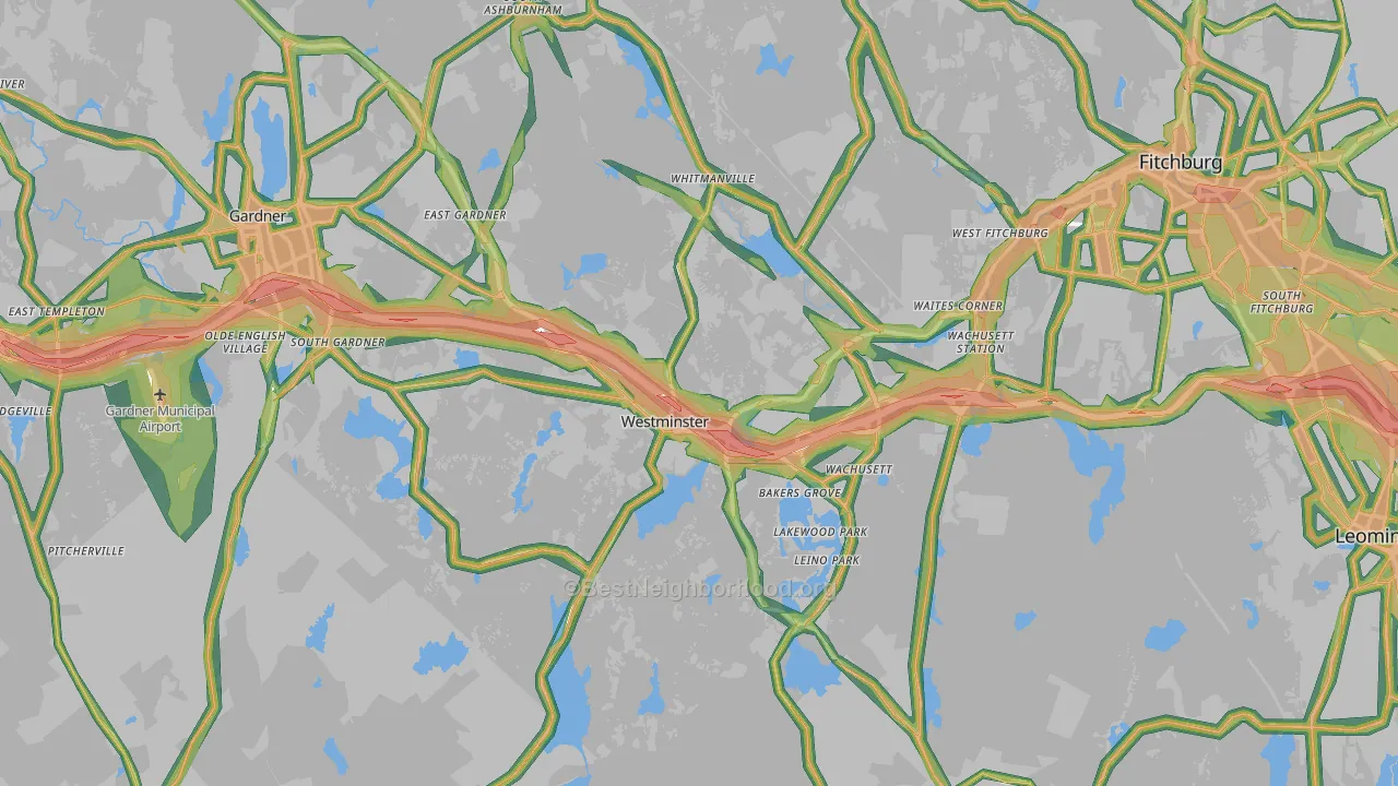 Westminster, MA Map of Noise Levels in Westminster