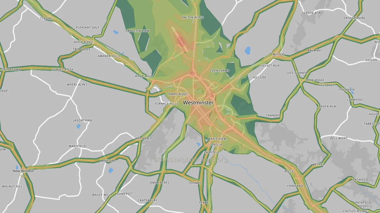 Westminster, MD Map of Noise Levels in Westminster
