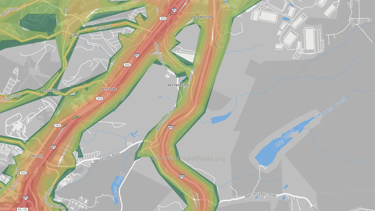 Westminster, PA Map of Noise Levels in Westminster