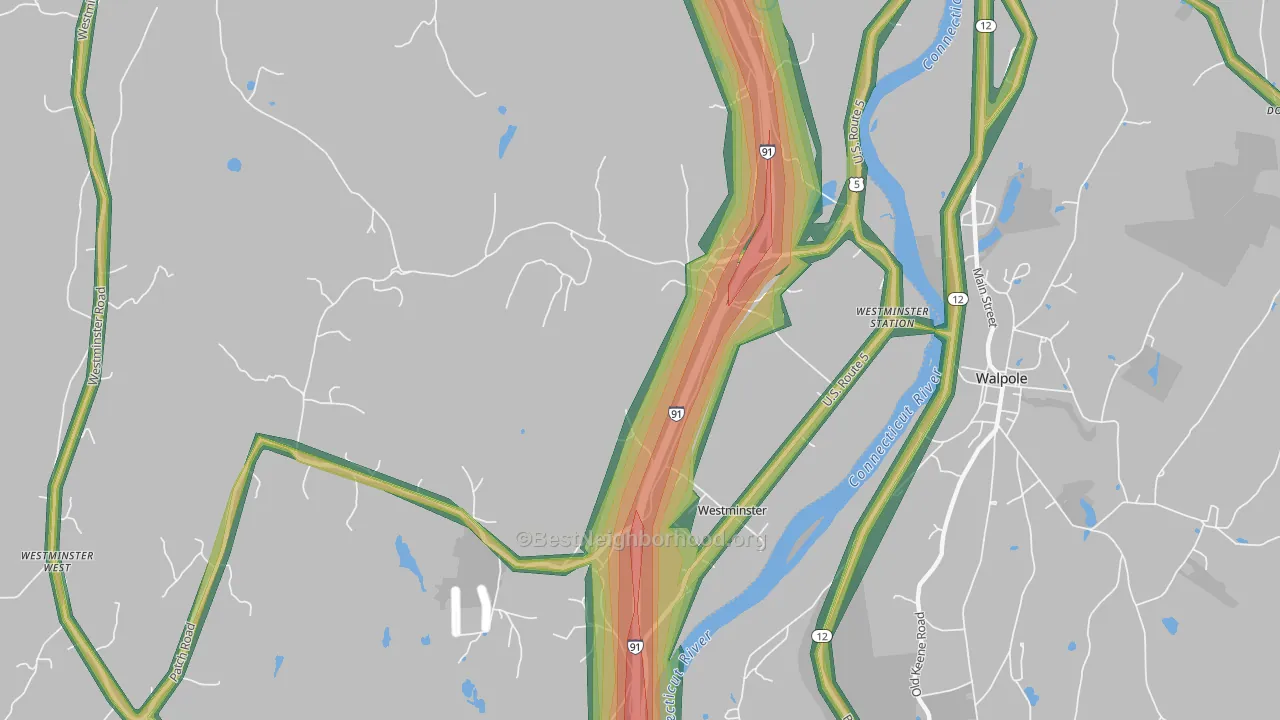 Westminster, VT Map of Noise Levels in Westminster