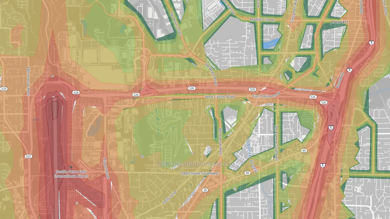 Westmont, Everett, WA Map of Noise Levels in Westmont