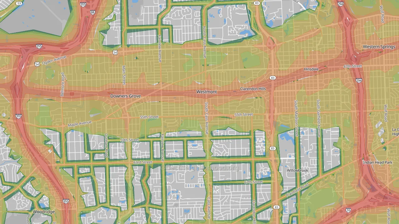 Westmont, IL Map of Noise Levels in Westmont