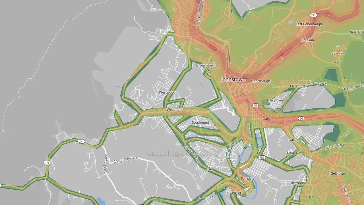 Westmont, PA Map of Noise Levels in Westmont
