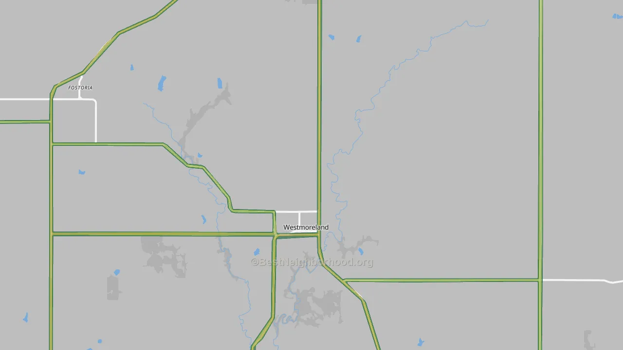 Westmoreland, KS Map of Noise Levels in Westmoreland