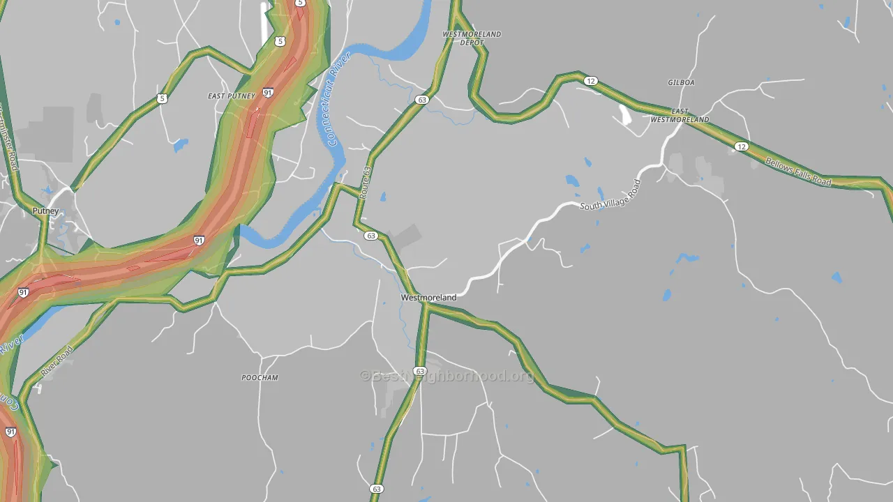 Westmoreland, NH Map of Noise Levels in Westmoreland