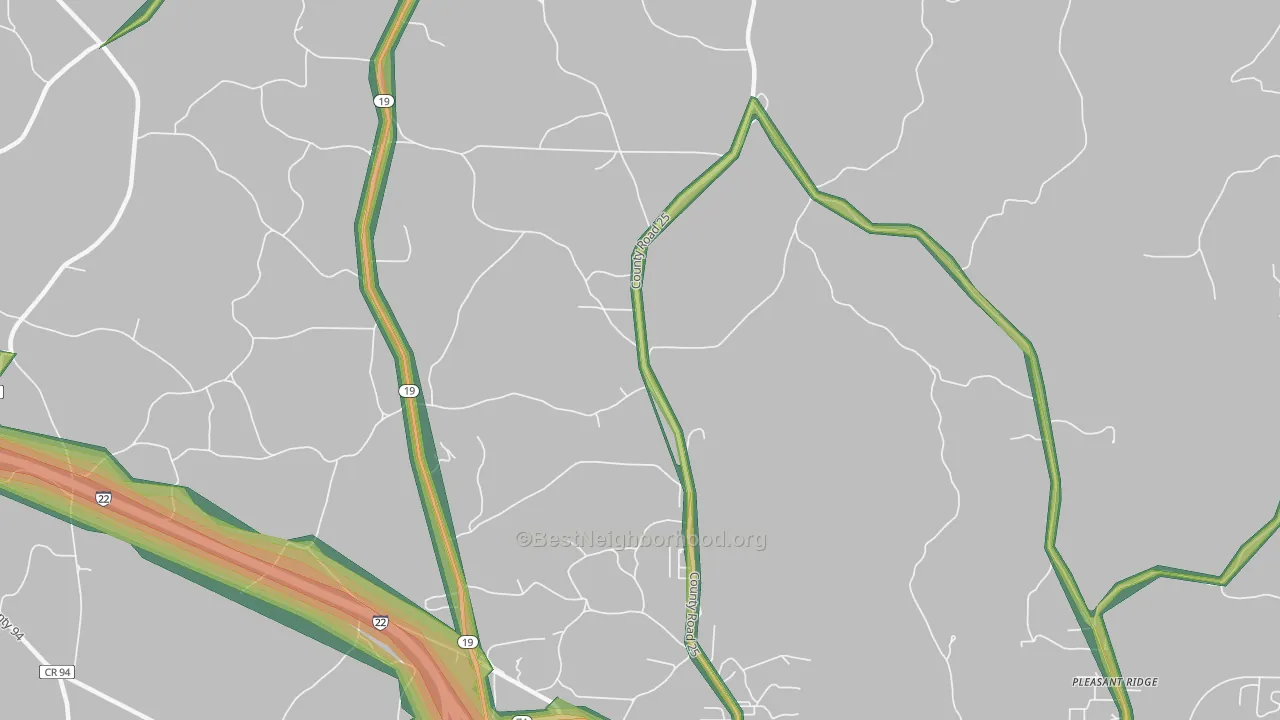 Weston, AL Map of Noise Levels in Weston