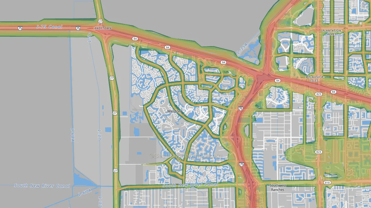 Weston, FL Map of Noise Levels in Weston