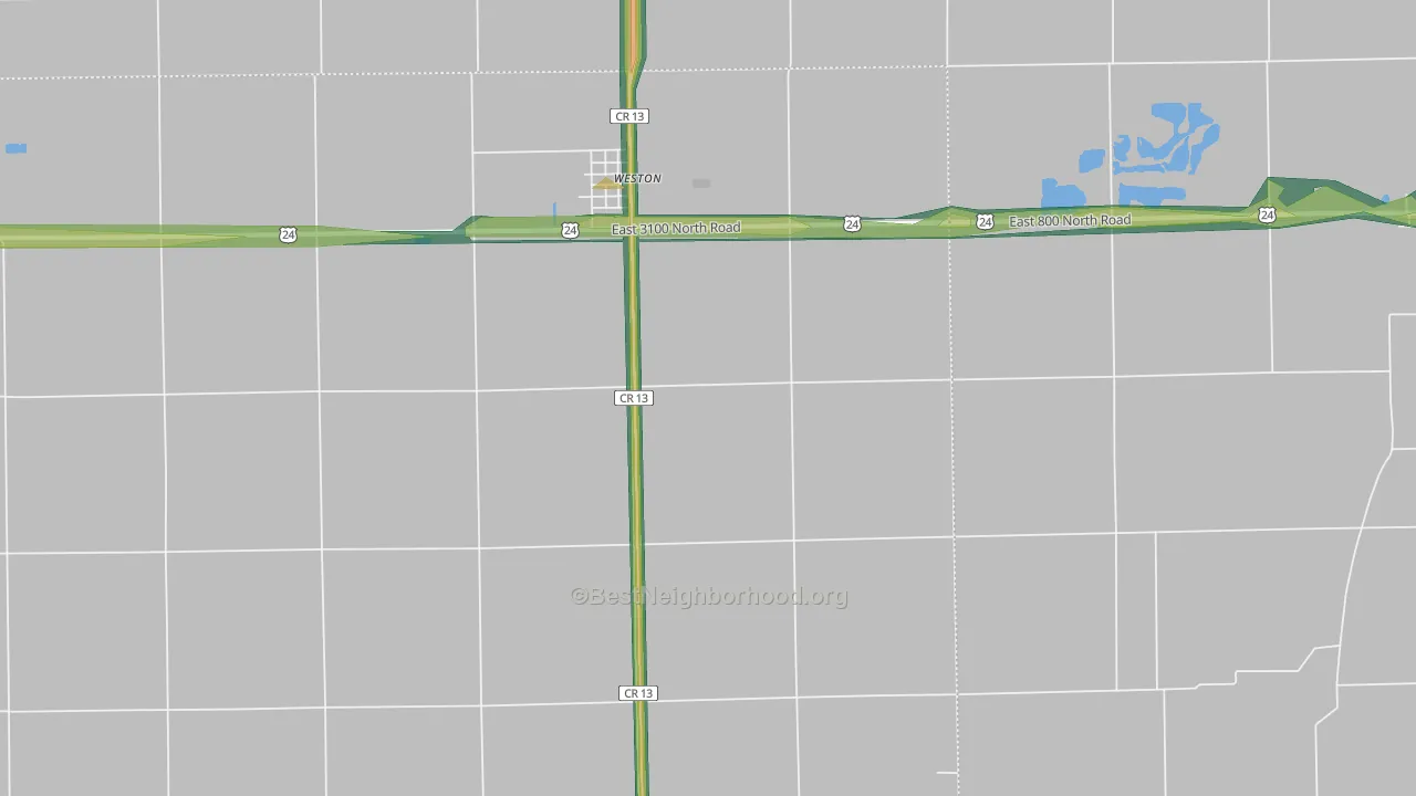 Weston, IL Map of Noise Levels in Weston