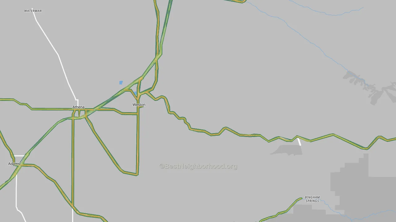 Weston, OR Map of Noise Levels in Weston