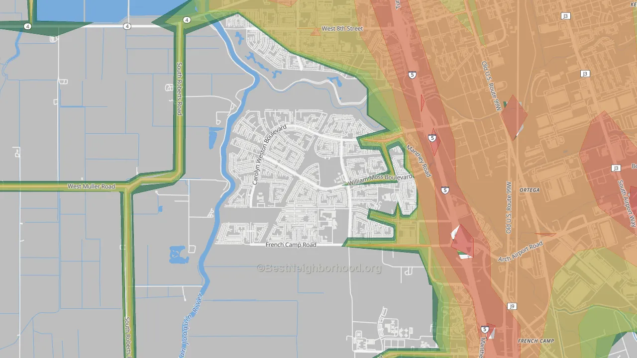 Weston Ranch, Stockton, CA Map of Noise Levels in Weston Ranch
