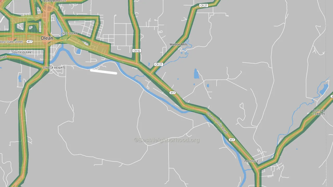 Westons Mills, NY Map of Noise Levels in Westons Mills