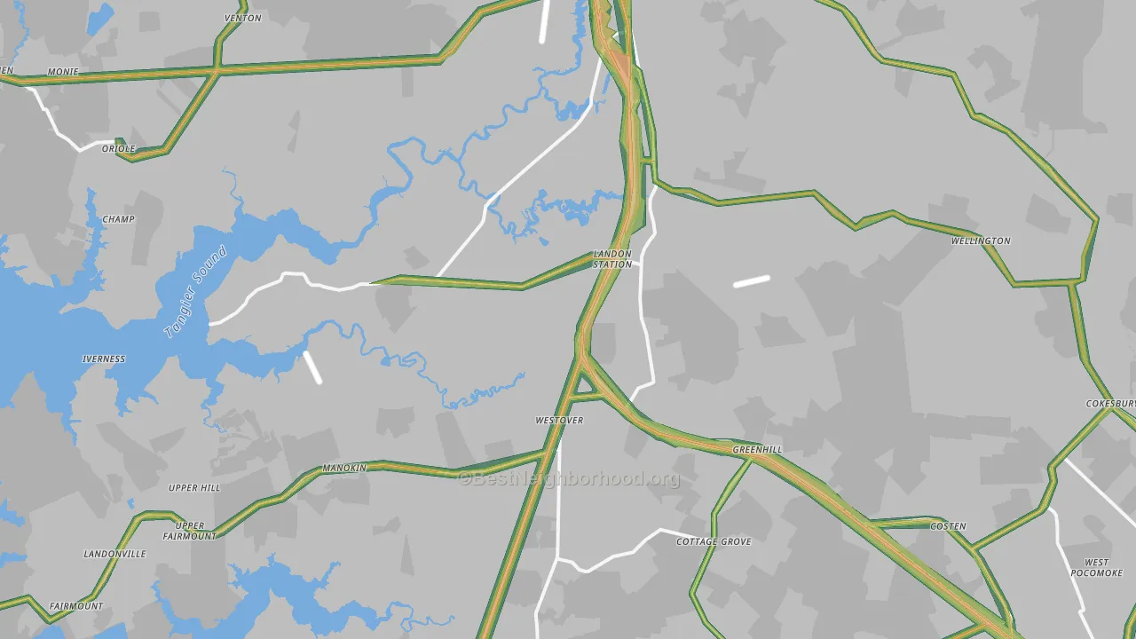 Westover, MD Map of Noise Levels in Westover