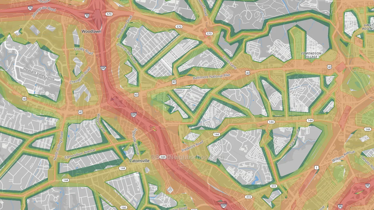 Westowne, Catonsville, MD Map of Noise Levels in Westowne