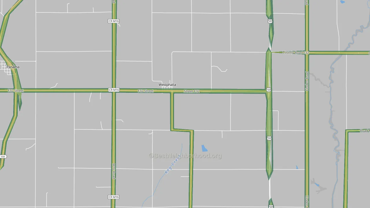 Westphalia, IA Map of Noise Levels in Westphalia