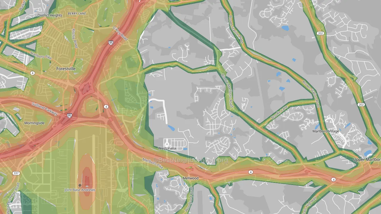 Westphalia, MD Map of Noise Levels in Westphalia