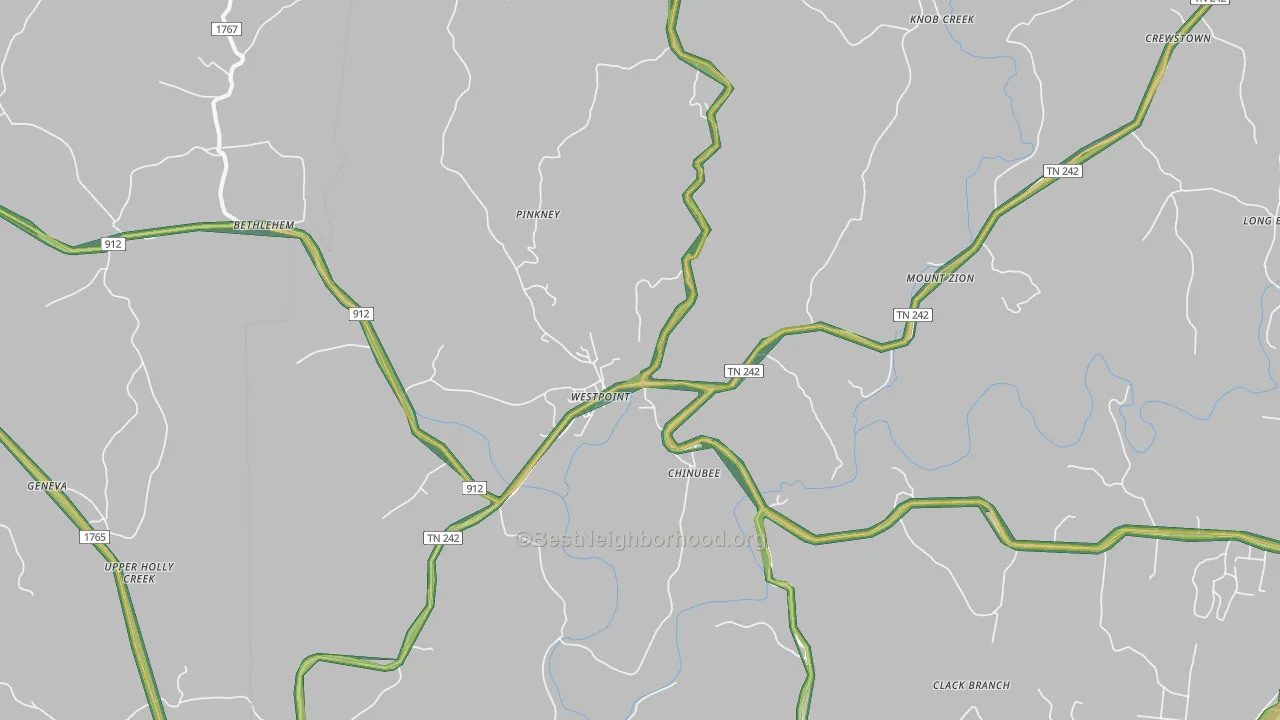 Westpoint, TN Map of Noise Levels in Westpoint