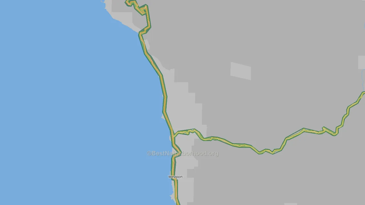 Westport, CA Map of Noise Levels in Westport