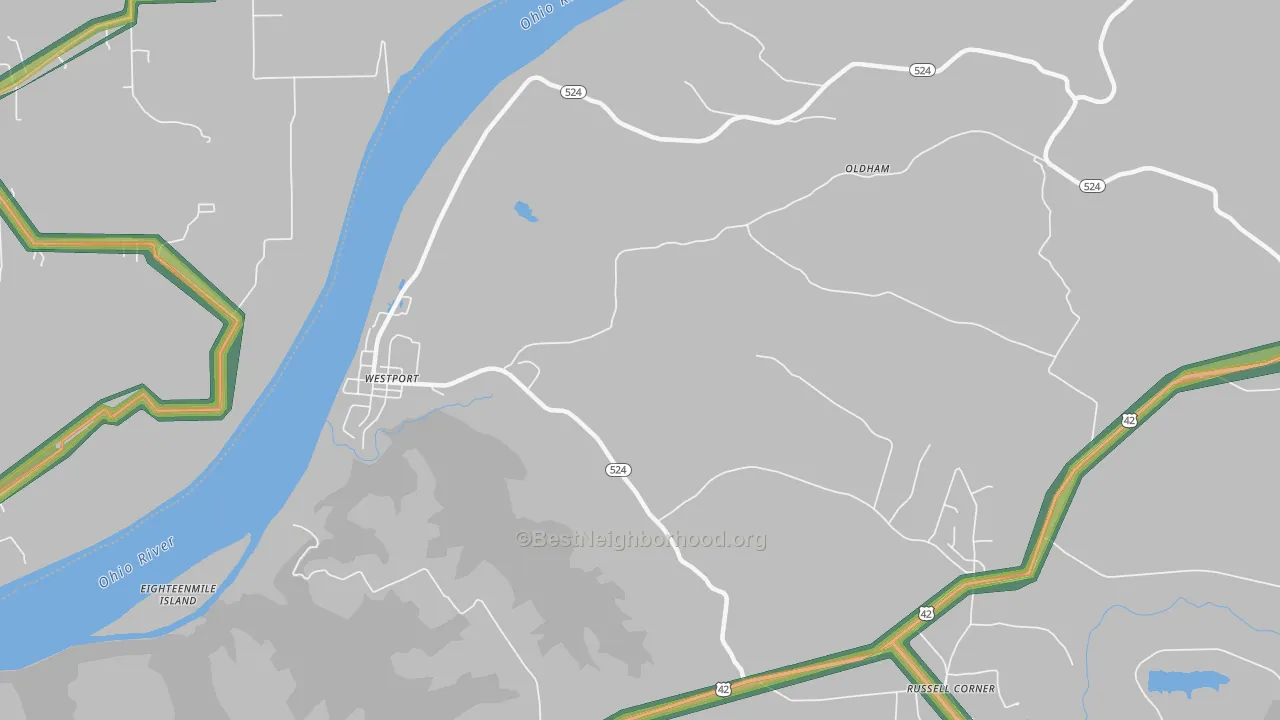 Westport, KY Map of Noise Levels in Westport