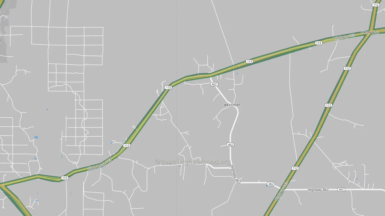 Westport, LA Map of Noise Levels in Westport