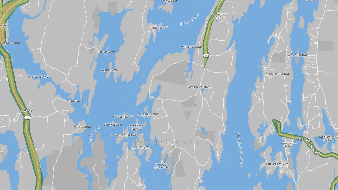 Westport, ME Map of Noise Levels in Westport