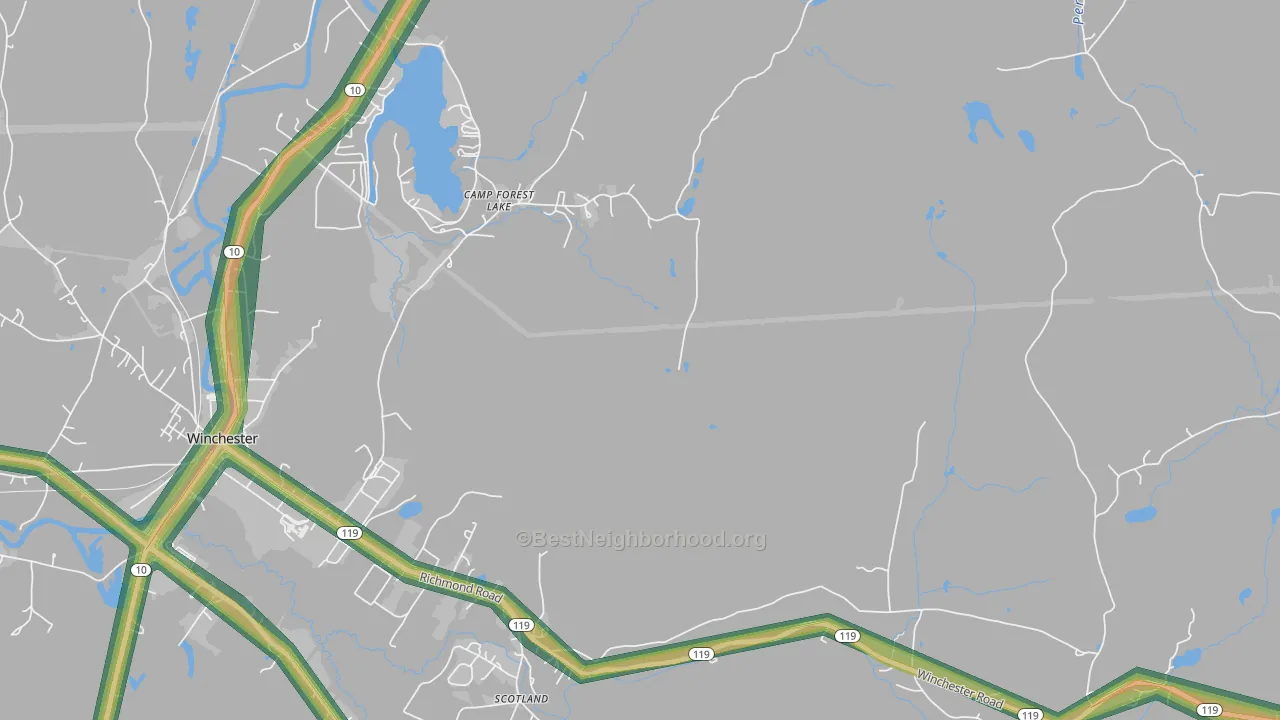 Westport, NH Map of Noise Levels in Westport