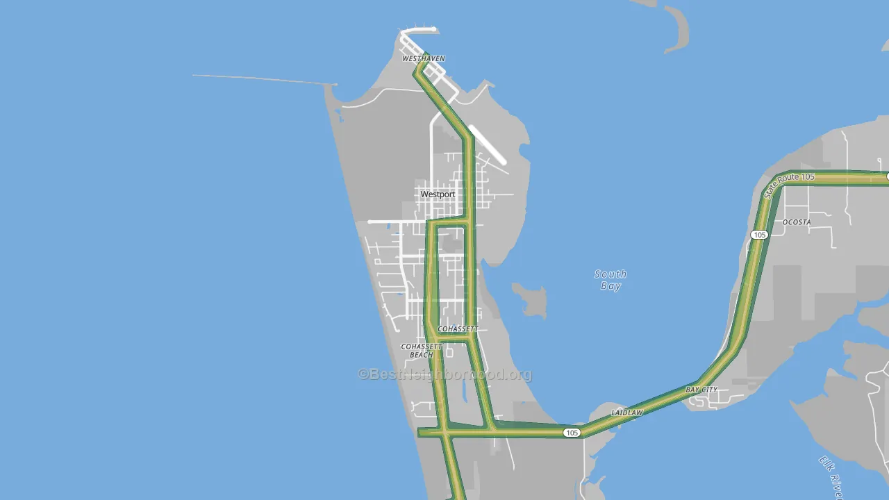 Westport, WA Map of Noise Levels in Westport