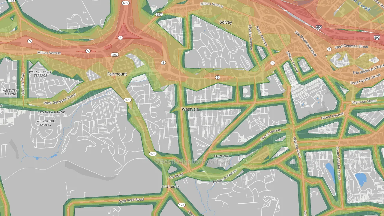 Westvale, NY Map of Noise Levels in Westvale