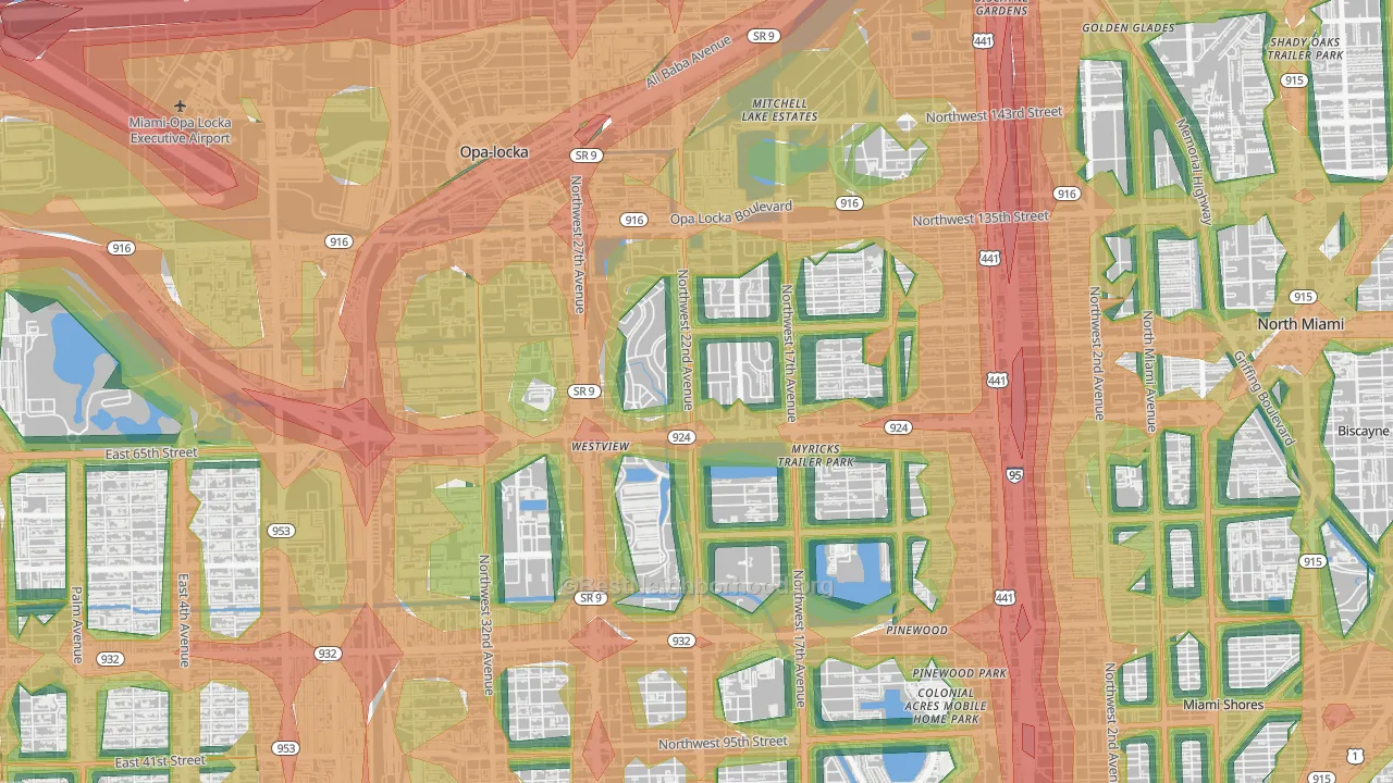 Westview, FL Map of Noise Levels in Westview