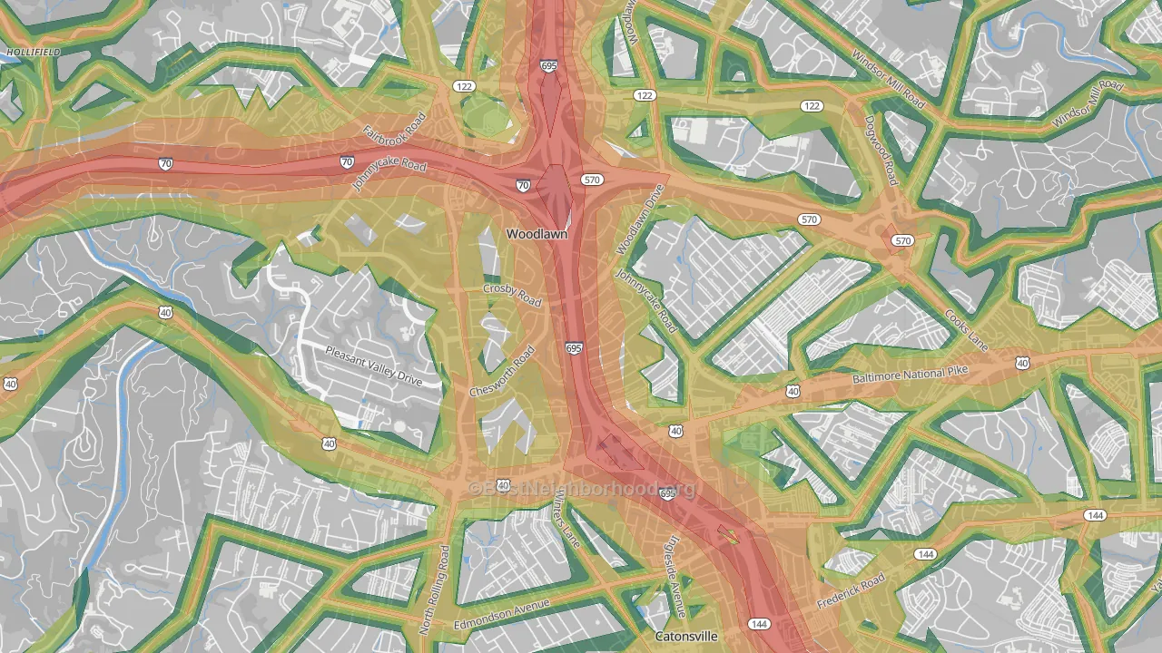 Westview Park, Woodlawn, MD Map of Noise Levels in Westview Park