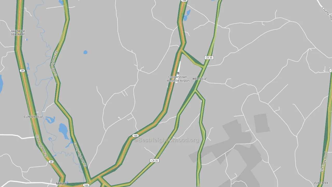 Westville, NY Map of Noise Levels in Westville