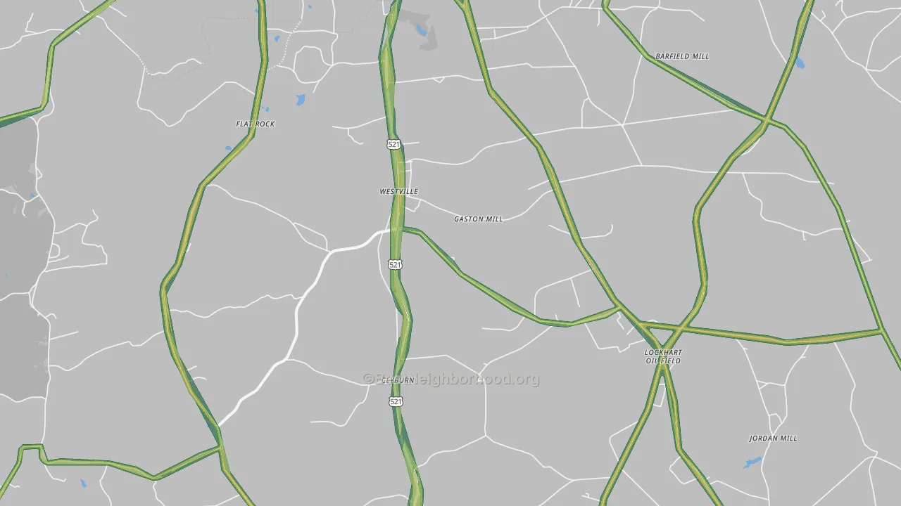 Westville, SC Map of Noise Levels in Westville