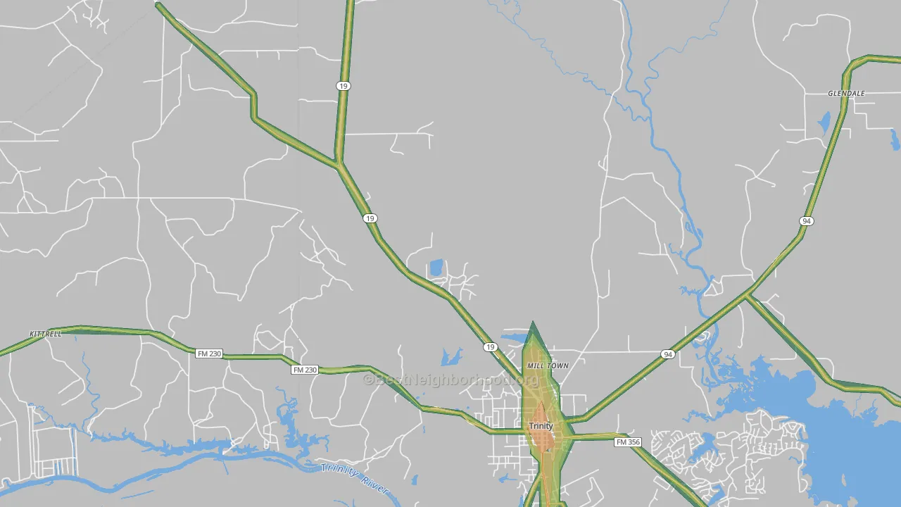Westville, TX Map of Noise Levels in Westville