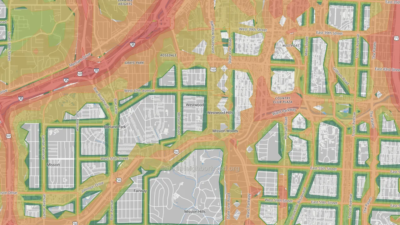 Westwood, KS Map of Noise Levels in Westwood