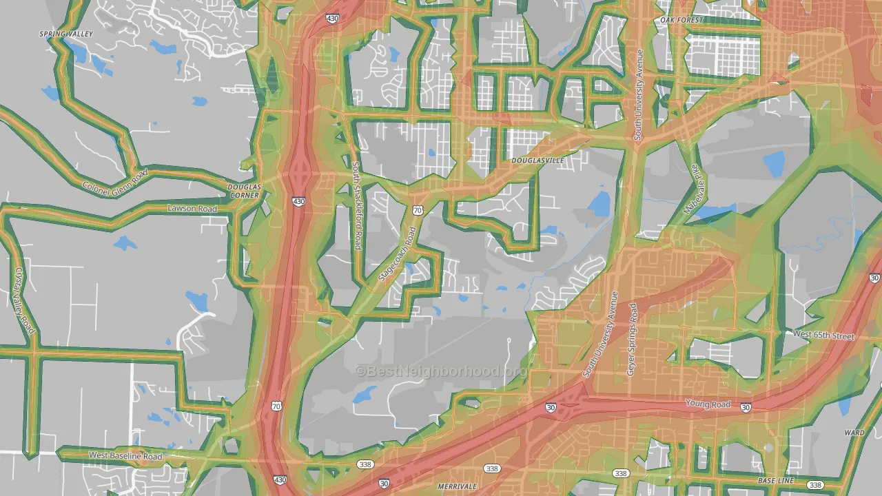 Westwood, Little Rock, AR Map of Noise Levels in Westwood