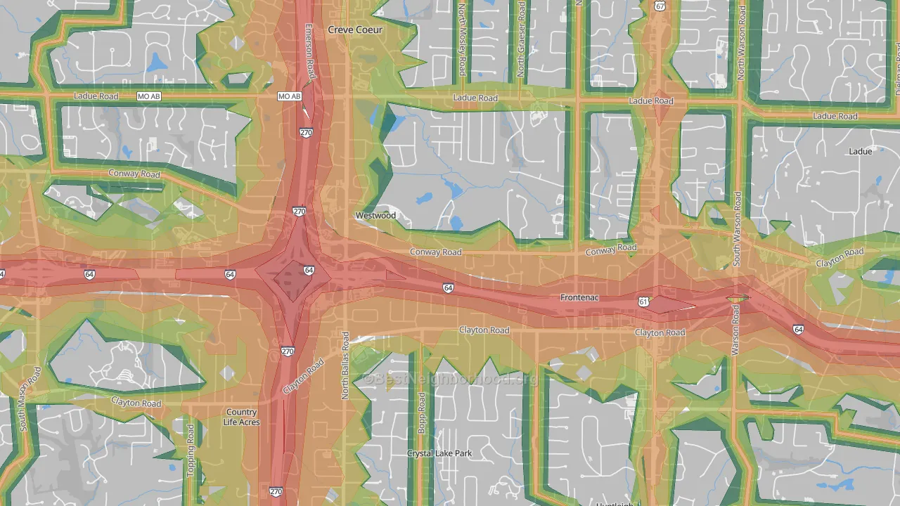 Westwood, MO Map of Noise Levels in Westwood