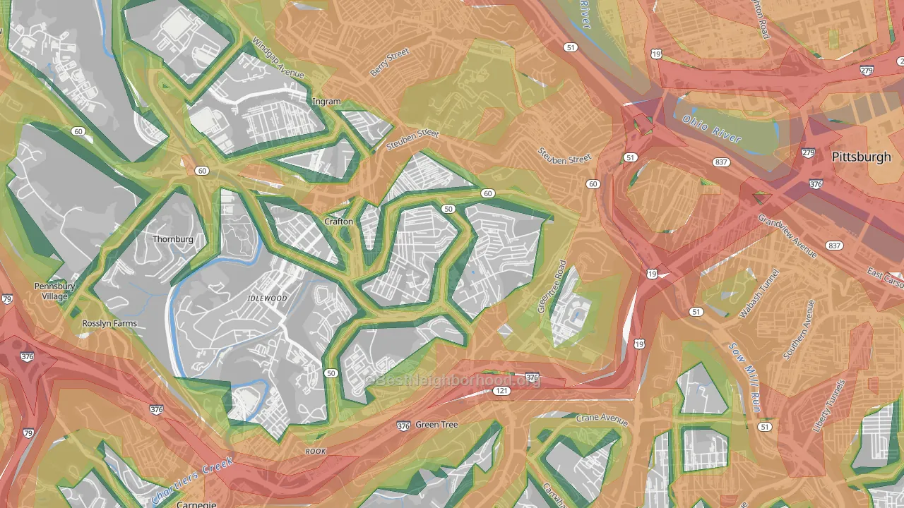 Westwood, Pittsburgh, PA Map of Noise Levels in Westwood