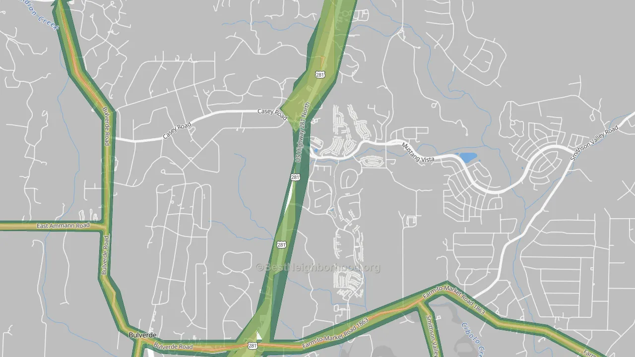 Wetmore, TX Map of Noise Levels in Wetmore