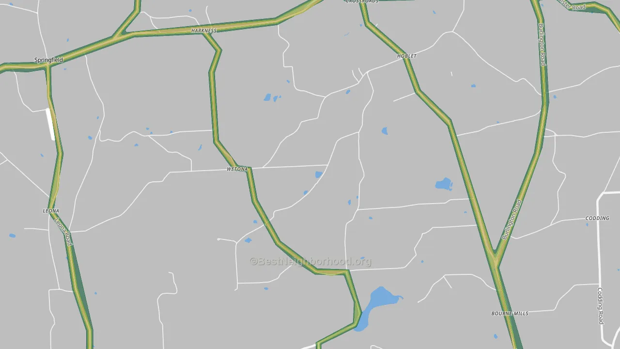 Wetona, PA Map of Noise Levels in Wetona