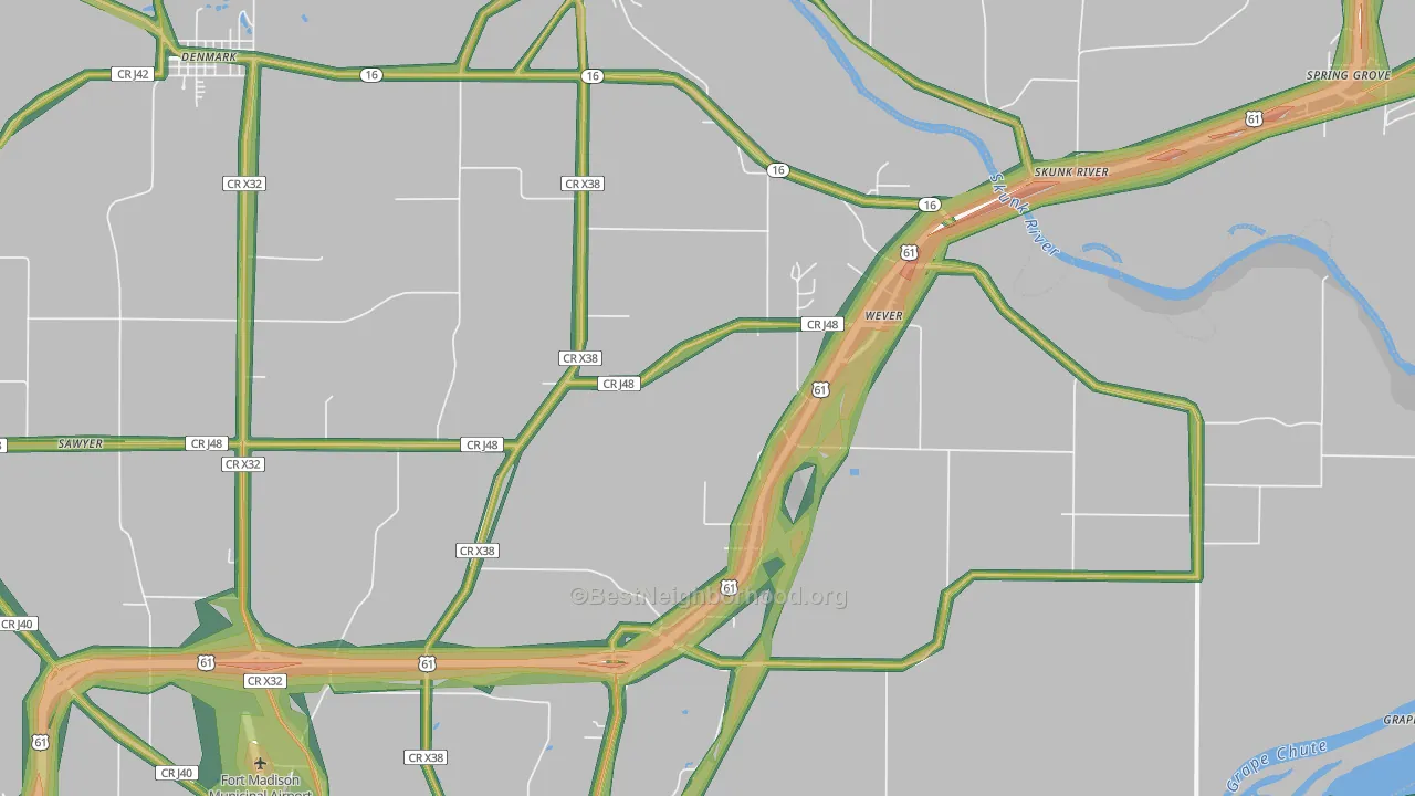 Wever, IA Map of Noise Levels in Wever