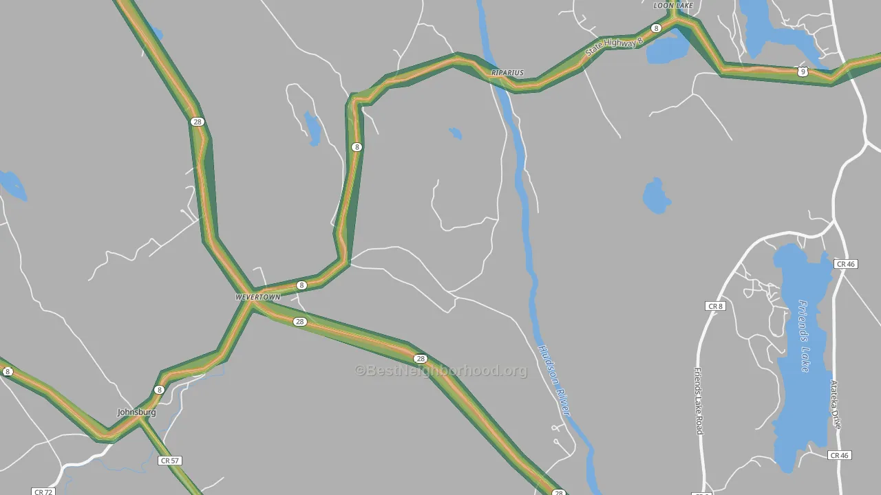 Wevertown, NY Map of Noise Levels in Wevertown