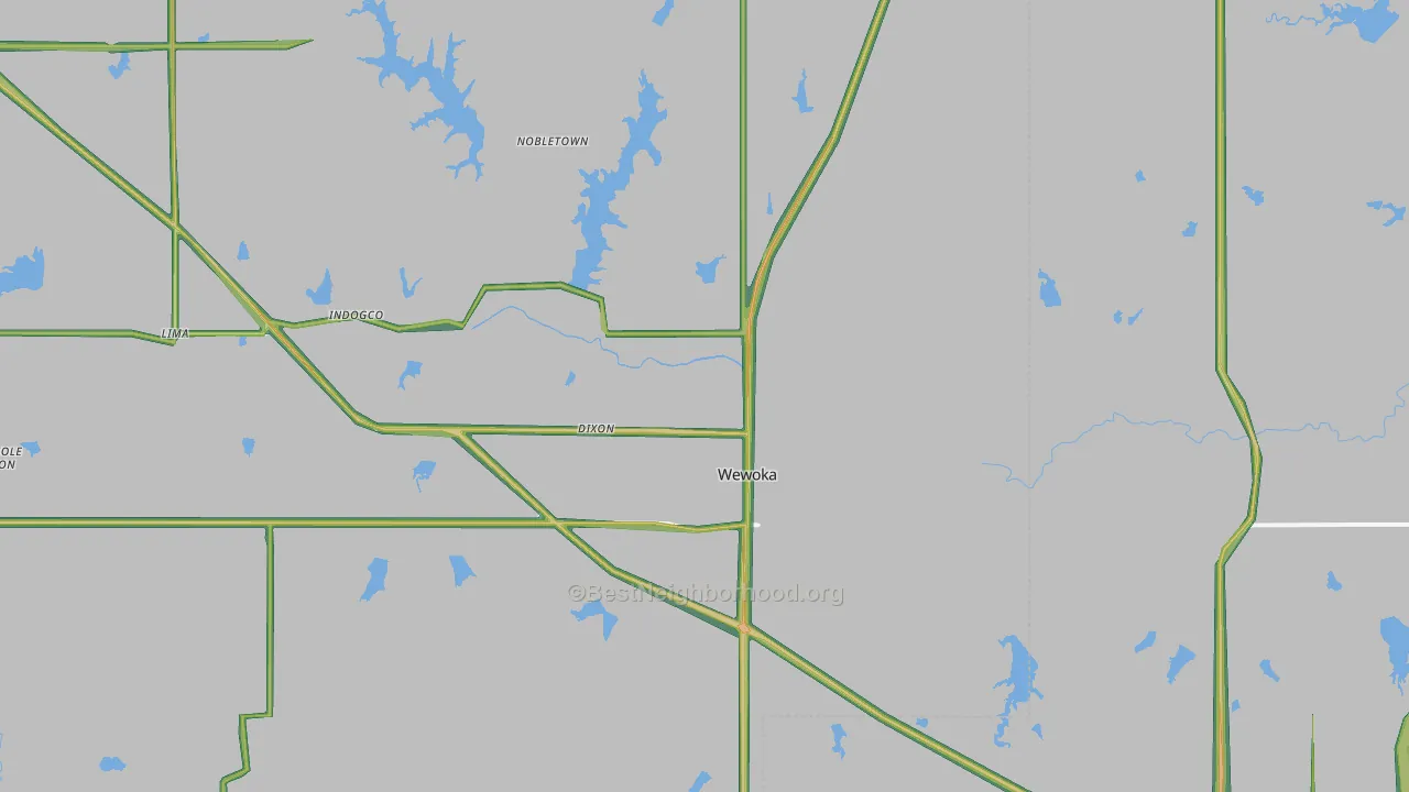Wewoka, OK Map of Noise Levels in Wewoka